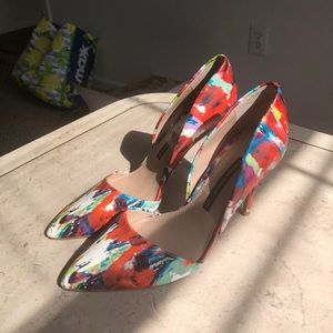 French connection floral print heels